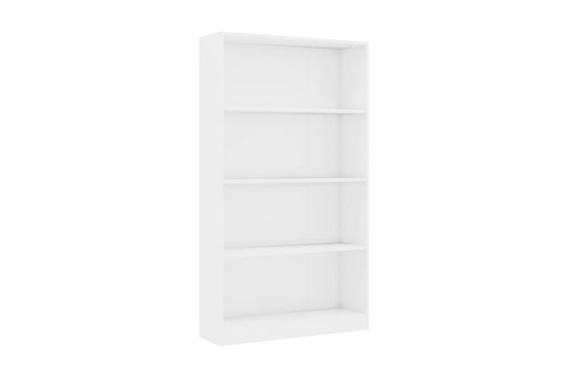 Bokhylla 4 hyllor vit högglans 80x24x142 cm spånskiva - Vit - Förvaring - Hylla - Bokhylla