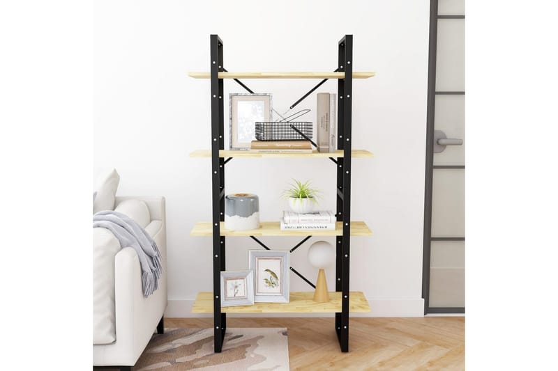 Bokhylla 4 hyllplan 80x30x140 cm massiv furu - Brun - Förvaring - Hylla - Bokhylla