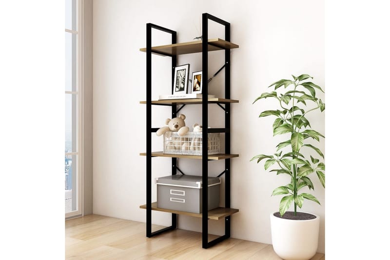 Bokhylla 4 hyllplan brun 60x30x140 cm massiv furu - Brun - Förvaring - Hylla - Bokhylla