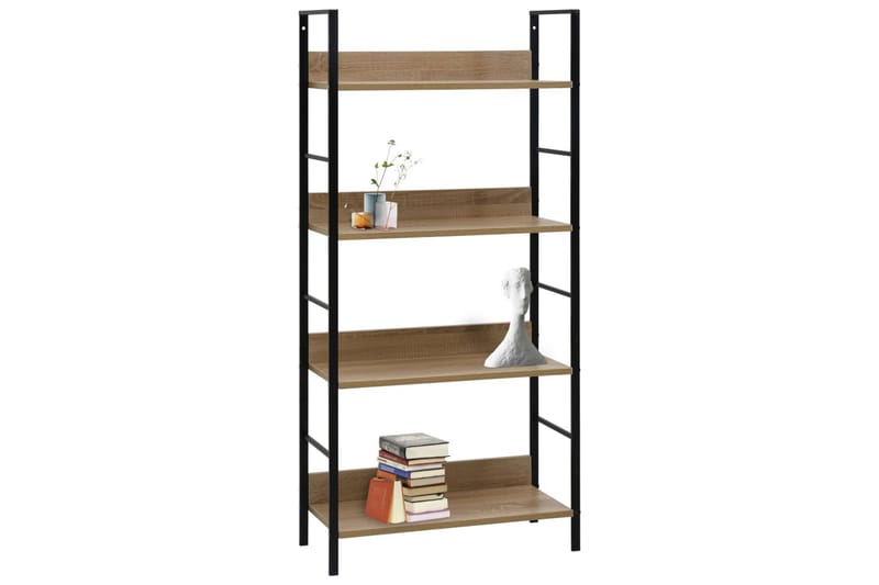 Bokhylla 4 hyllplan ek 60x27,6x124,5 cm spånskiva - Brun - Förvaring - Hylla - Bokhylla
