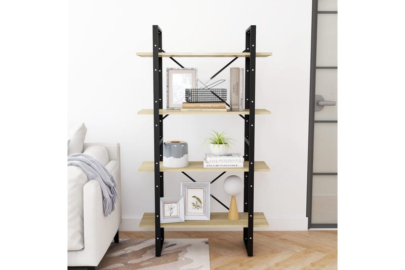 Bokhylla 4 hyllplan sonoma-ek 80x30x140 cm spånskiva - Ek - Förvaring - Hylla - Bokhylla