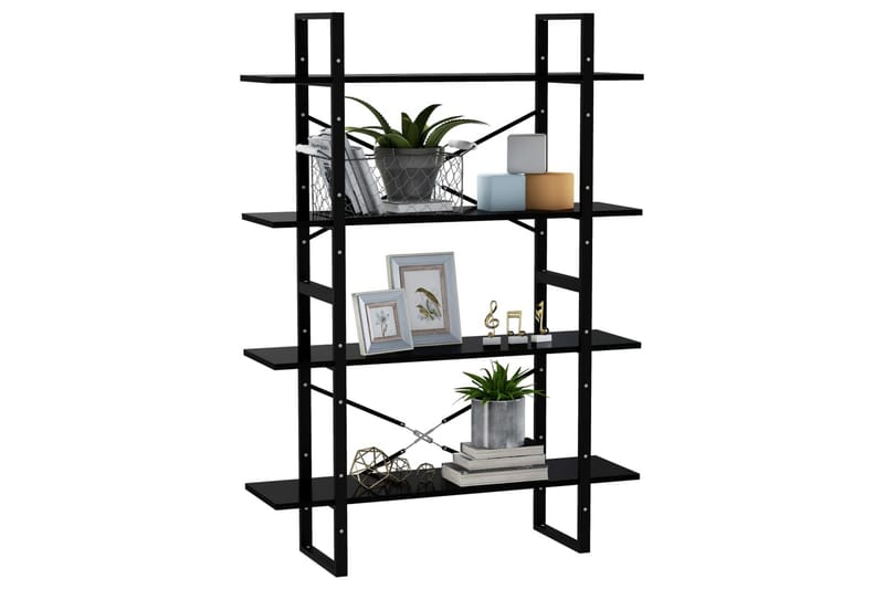 Bokhylla 4 hyllplan svart 100x30x140 cm spånskiva - Svart - Förvaring - Hylla - Bokhylla