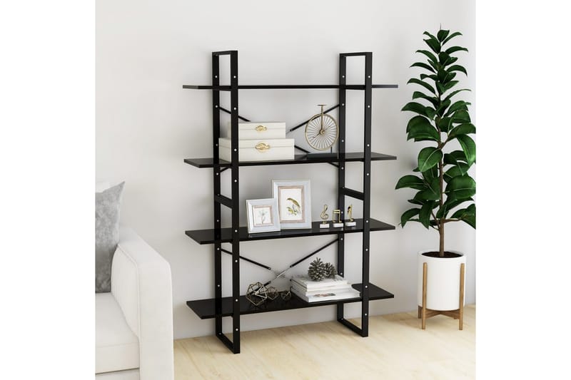Bokhylla 4 hyllplan svart 100x30x140 cm spånskiva - Svart - Förvaring - Hylla - Bokhylla