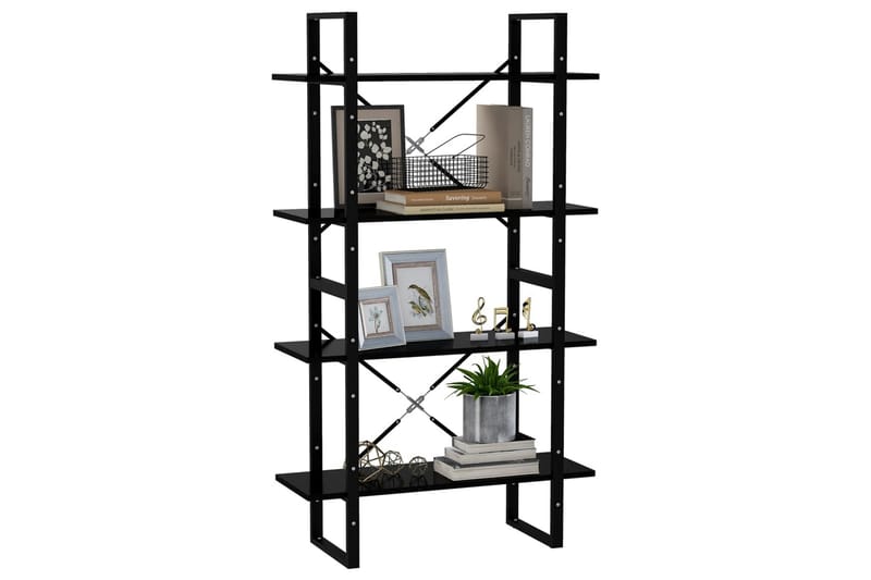Bokhylla 4 hyllplan svart 80x30x140 cm spånskiva - Svart - Förvaring - Hylla - Bokhylla