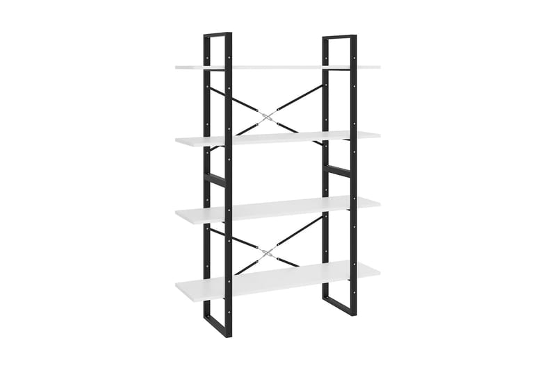 Bokhylla 4 hyllplan vit 100x30x140 cm spånskiva - Vit - Bokhylla