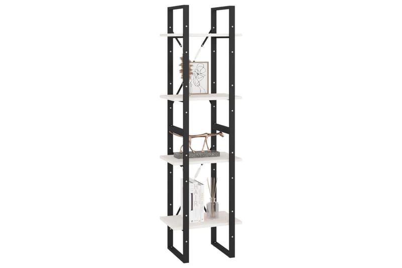 Bokhylla 4 hyllplan vit 40x30x140 cm massiv furu - Vit - Förvaring - Hylla - Bokhylla