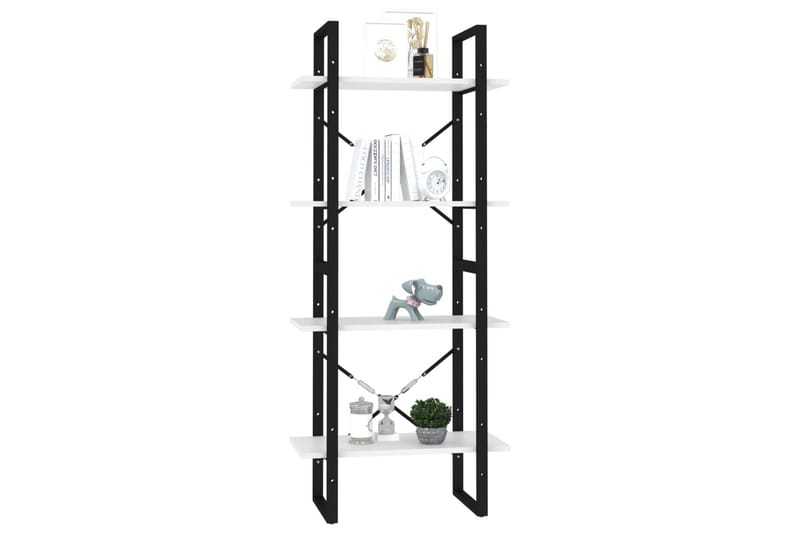 Bokhylla 4 hyllplan vit 60x30x140 cm spånskiva - Vit - Förvaring - Hylla - Bokhylla