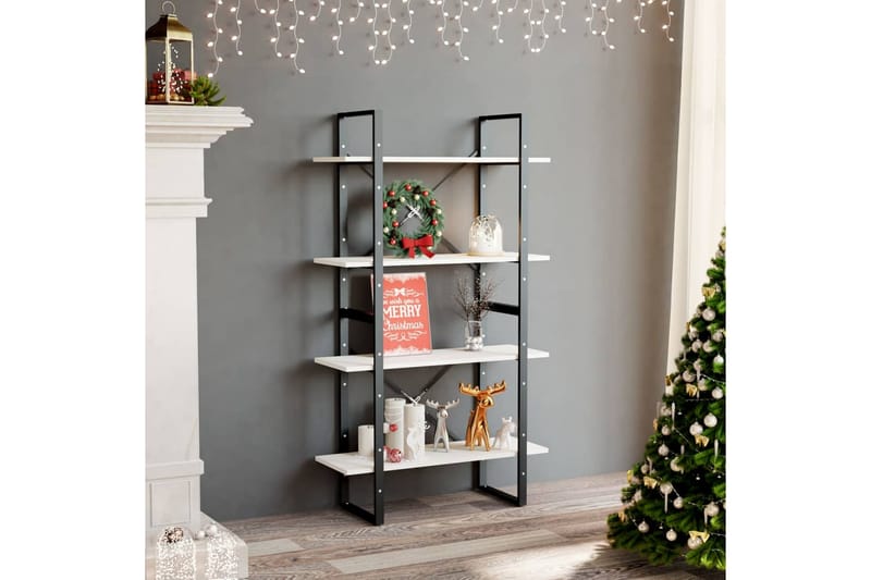 Bokhylla 4 hyllplan vit 80x30x140 cm massiv furu - Vit - Förvaring - Hylla - Bokhylla