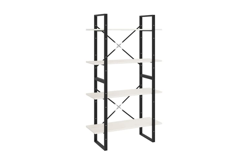 Bokhylla 4 hyllplan vit 80x30x140 cm massiv furu - Vit - Förvaring - Hylla - Bokhylla