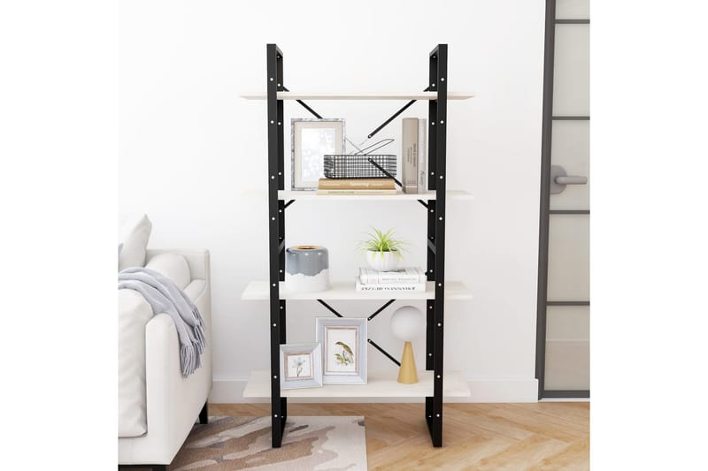 Bokhylla 4 hyllplan vit 80x30x140 cm massiv furu - Vit - Förvaring - Hylla - Bokhylla