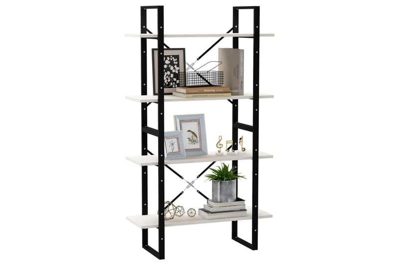 Bokhylla 4 hyllplan vit 80x30x140 cm massiv furu - Vit - Förvaring - Hylla - Bokhylla