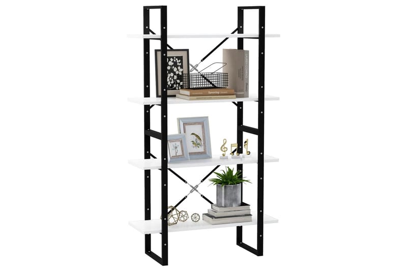 Bokhylla 4 hyllplan vit 80x30x140 cm spånskiva - Vit - Förvaring - Hylla - Bokhylla