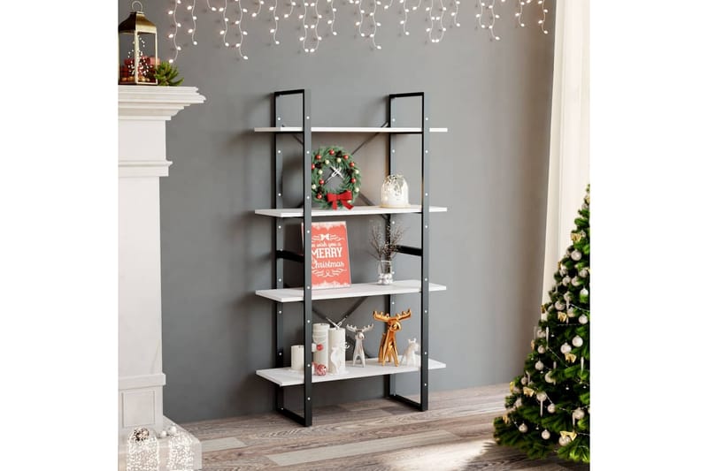 Bokhylla 4 hyllplan vit 80x30x140 cm spånskiva - Vit - Förvaring - Hylla - Bokhylla