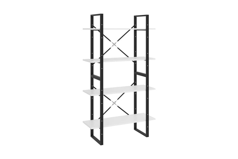 Bokhylla 4 hyllplan vit 80x30x140 cm spånskiva - Vit - Bokhylla