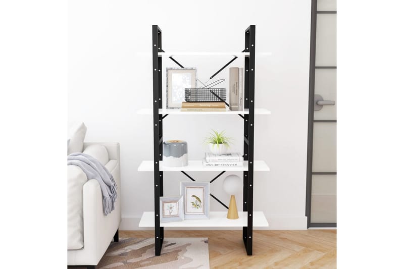 Bokhylla 4 hyllplan vit 80x30x140 cm spånskiva - Vit - Förvaring - Hylla - Bokhylla