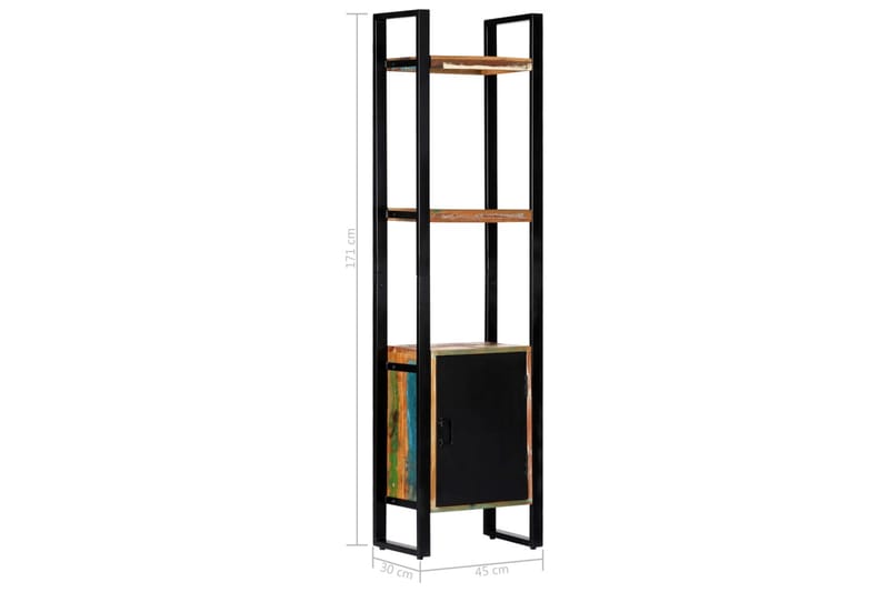 Bokhylla 45x30x171 cm massivt återvunnet trä - Flerfärgad - Förvaring - Hylla - Bokhylla
