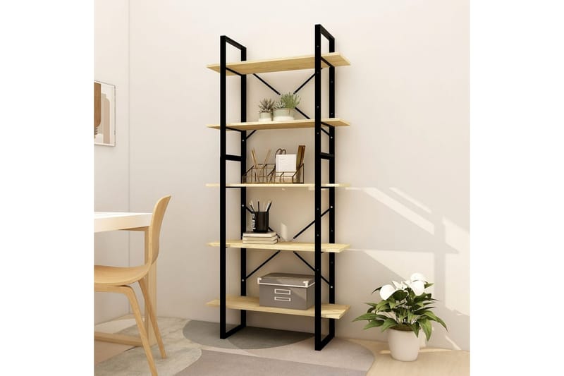 Bokhylla 5 hyllor 80x30x175 cm furu - Brun - Förvaring - Hylla - Bokhylla