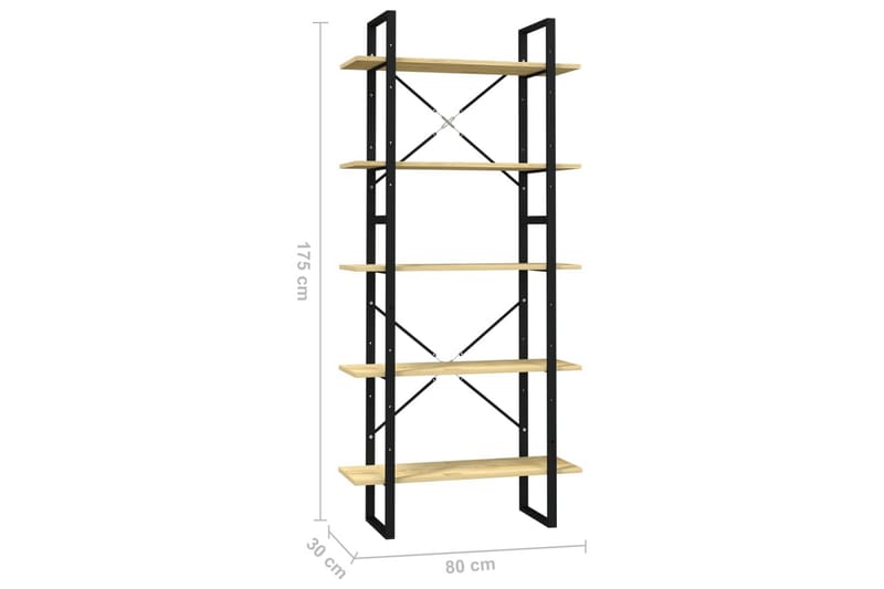 Bokhylla 5 hyllor 80x30x175 cm furu - Brun - Förvaring - Hylla - Bokhylla