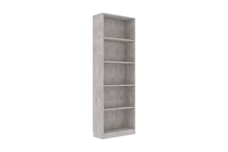 Bokhylla 5 hyllor betonggrå 60x24x175 cm spånskiva - Grå - Förvaring - Hylla - Bokhylla
