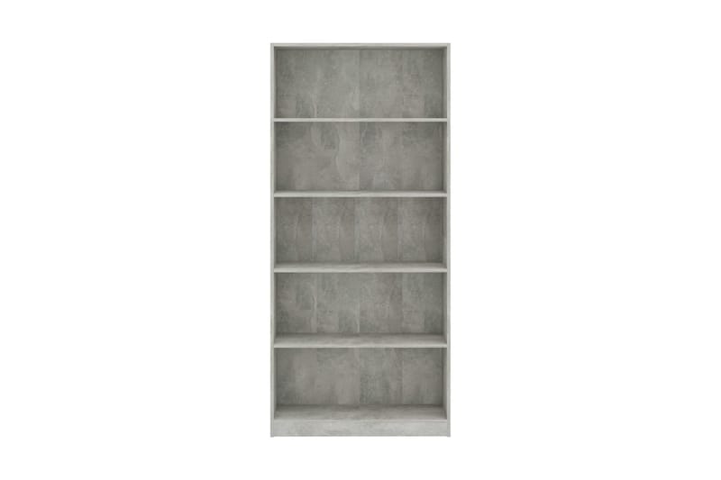 Bokhylla 5 hyllor betonggrå 80x24x175 cm spånskiva - Grå - Förvaring - Hylla - Bokhylla