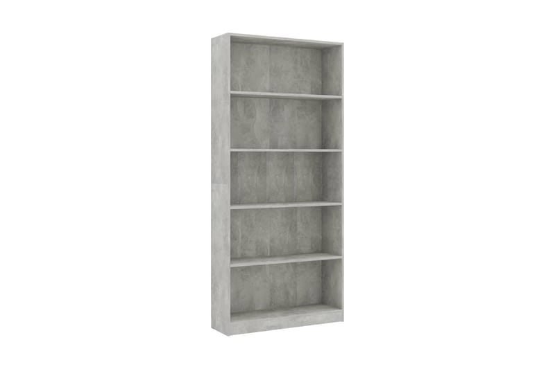 Bokhylla 5 hyllor betonggrå 80x24x175 cm spånskiva - Grå - Förvaring - Hylla - Bokhylla