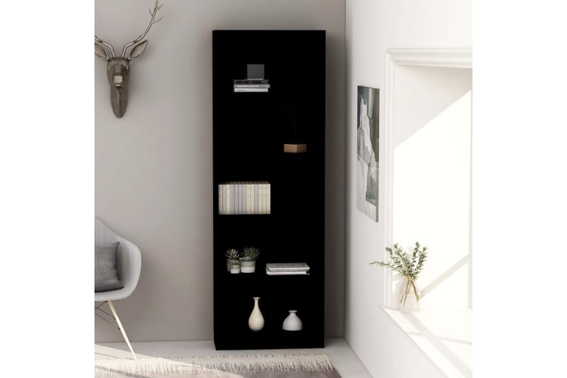 Bokhylla 5 hyllor svart 60x24x175 cm spånskiva - Svart - Förvaring - Hylla - Bokhylla