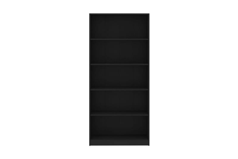 Bokhylla 5 hyllor svart 80x24x175 cm spånskiva - Svart - Förvaring - Hylla - Bokhylla