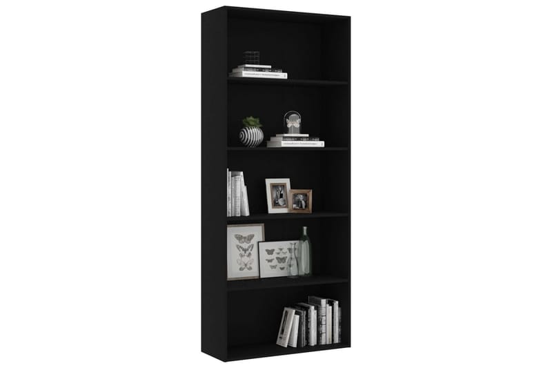 Bokhylla 5 hyllor svart 80x30x189 cm spånskiva - Svart - Förvaring - Hylla - Bokhylla