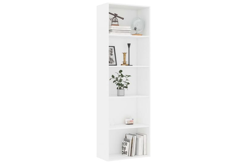 Bokhylla 5 hyllor vit 60x30x189 cm spånskiva - Vit - Förvaring - Hylla - Bokhylla