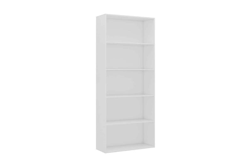 Bokhylla 5 hyllor vit 80x30x189 cm spånskiva - Vit - Förvaring - Hylla - Bokhylla