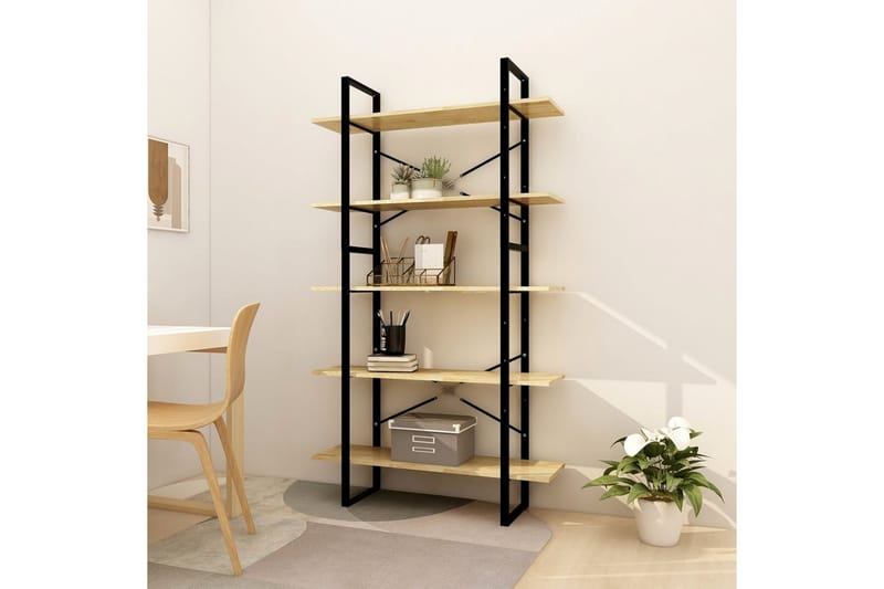 Bokhylla 5 hyllplan 100x30x175 cm furu - Brun - Förvaring - Hylla - Bokhylla