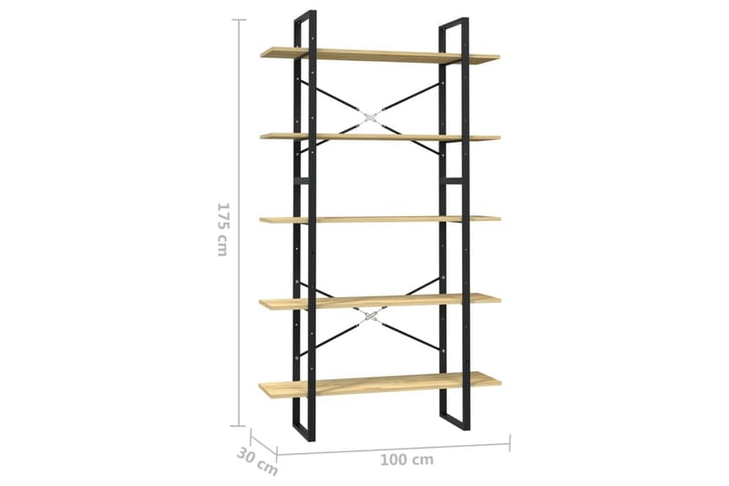 Bokhylla 5 hyllplan 100x30x175 cm furu - Brun - Bokhylla