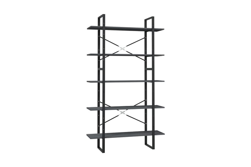 Bokhylla 5 hyllplan grå 100x30x175 cm furu - Grå - Förvaring - Hylla - Bokhylla