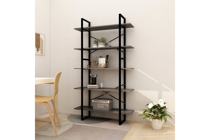 Bokhylla 5 hyllplan grå 100x30x175 cm furu - Grå - Förvaring - Hylla - Bokhylla