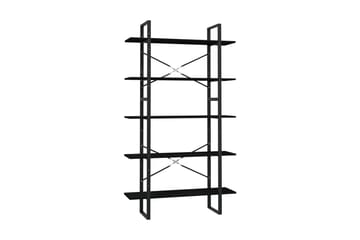 Bokhylla 5 hyllplan svart 100x30x175 cm furu