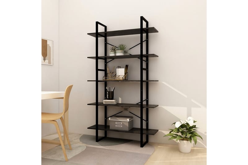 Bokhylla 5 hyllplan svart 100x30x175 cm furu - Svart - Förvaring - Hylla - Bokhylla