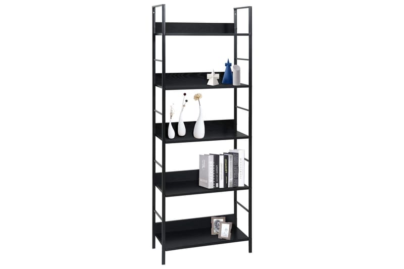 Bokhylla 5 hyllplan svart 60x27,6x158,5 cm spånskiva - Svart - Förvaring - Hylla - Bokhylla