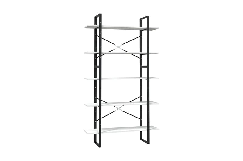 Bokhylla 5 hyllplan vit 100x30x175 cm furu - Vit - Bokhylla