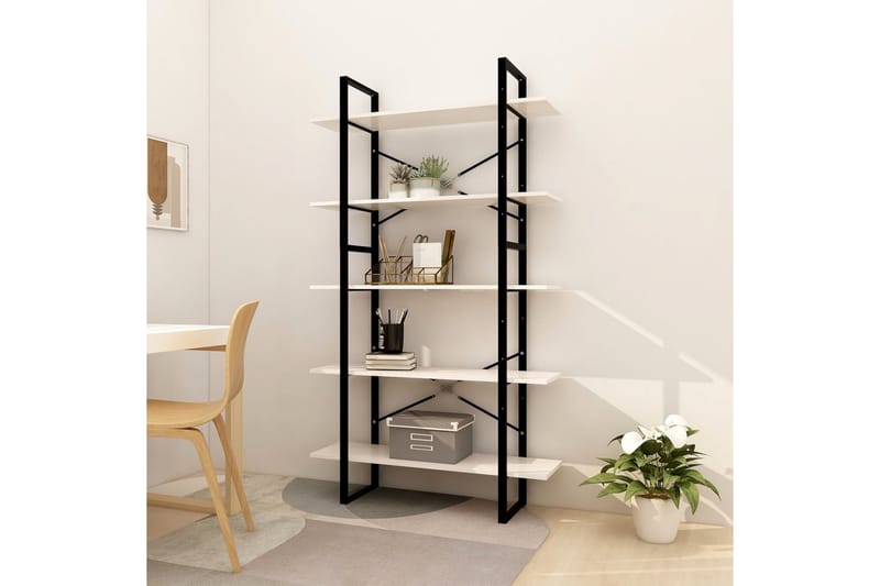 Bokhylla 5 hyllplan vit 100x30x175 cm furu - Vit - Förvaring - Hylla - Bokhylla