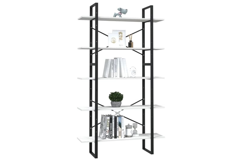 Bokhylla 5 hyllplan vit 100x30x175 cm furu - Vit - Bokhylla