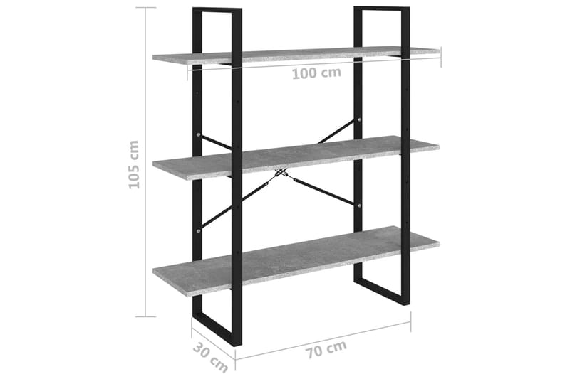 Bokhylla betonggrå 100x30x105 cm spånskiva - Betonggrå - Förvaring - Hylla - Bokhylla