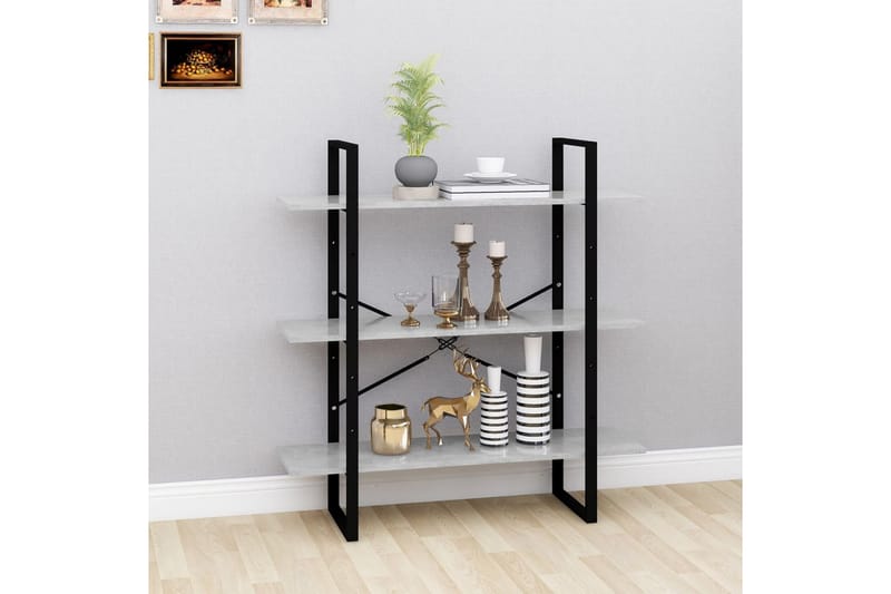 Bokhylla betonggrå 100x30x105 cm spånskiva - Betonggrå - Förvaring - Hylla - Bokhylla