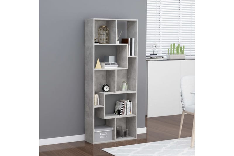 Bokhylla betonggrå 67x24x161 cm spånskiva - Grå - Förvaring - Hylla - Bokhylla