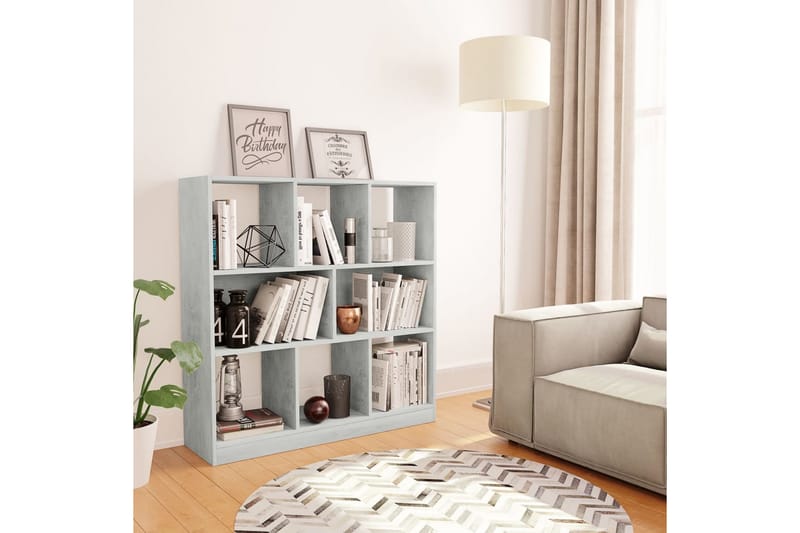 Bokhylla betonggrå 97,5x29,5x100 cm spånskiva - Grå - Förvaring - Hylla - Bokhylla