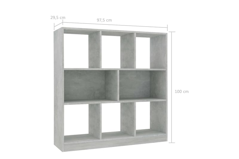 Bokhylla betonggrå 97,5x29,5x100 cm spånskiva - Grå - Bokhylla