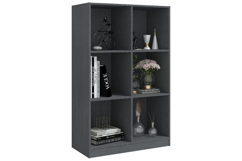 Bokhylla grå 70x33x110 cm massiv furu - Grå - Förvaring - Hylla - Bokhylla