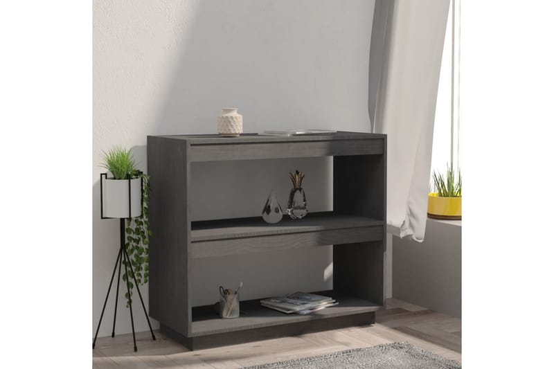 Bokhylla grå 80x35x71 cm massiv furu - Grå - Förvaring - Hylla - Bokhylla
