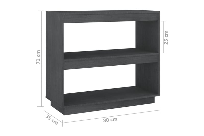 Bokhylla grå 80x35x71 cm massiv furu - Grå - Förvaring - Hylla - Bokhylla