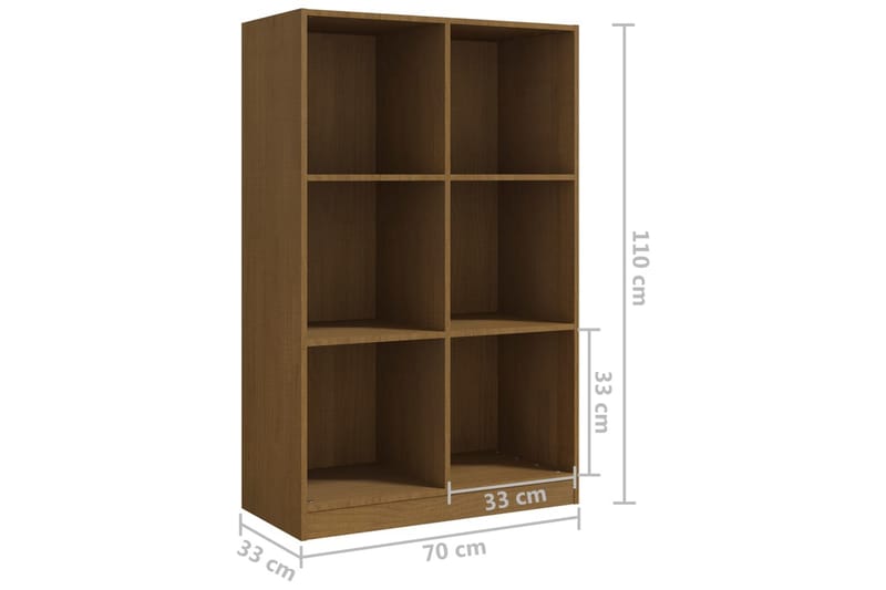 Bokhylla honungsbrun 70x33x110 cm massiv furu - Brun - Förvaring - Hylla - Bokhylla