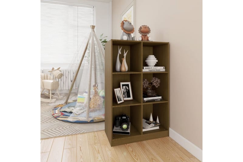 Bokhylla honungsbrun 70x33x110 cm massiv furu - Brun - Förvaring - Hylla - Bokhylla
